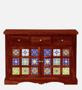 Moroccan Mosaic Mango Wood Sideboard In Honey Oak